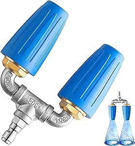 RIDGE WASHER Dual Turbo Nozzle Pressure Washer, Wash Down Spray Nozzle, Rotating Turbo Nozzle with 1/4" Quick Connect, 2.0 Orifice Power Washer Nozzle, 4-6 GPM, 4000 PSI