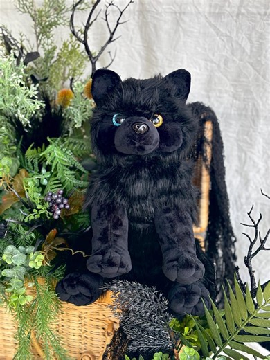 Black Wolf Stuffed Animal: 14” Plush Toy - Etsy