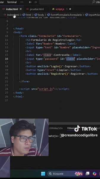 Funciones para un login con JS #html #login #javascript #formulario #webdevelopment