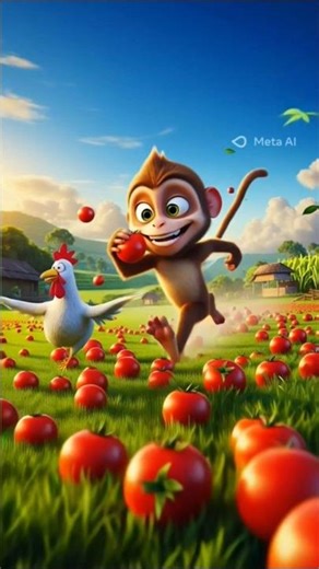 Bad monkey wasted all the tomatoes of chicken !! #moralstories #animation #hindi #animatic