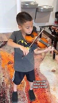 5 Year Old Prodigy Learns Happy Farmer on the Violin 🎻 Jelijah Diaz #violin #violinlesson #5yearsold