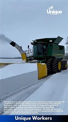 John deere combine: snowblower attachment in action