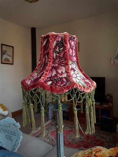 Vintage Velvet Beaded Lampshade | Victorian Floral Fabric Shade With Tassel Fringe | Handmade Antique Style Table Lamp Shade - Etsy UK