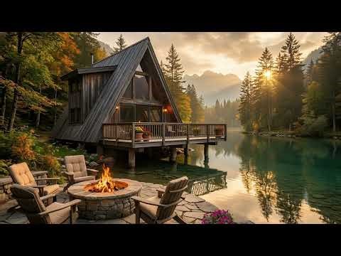 Cozy Lake Cabin Firepit Nature Sounds for Sleep & Peace