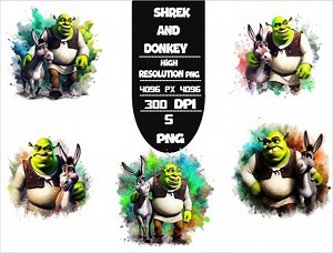 Shrek Cartoon Clipart Set: 5 Vibrant PNG Designs (digital Download) - Etsy