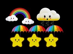 Baby Bear | Dancing Rainbow Clouds and Stars | Visual Tracking and Calming Music