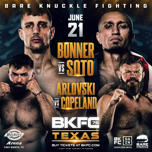 Bare Knuckle Fighting Championship is making its Texas debut on Saturday, June 21st! Watch live from the Dickies Arena in Fort Worth by purchasing your presale tickets below! | Bare Knuckle Fighting Championship