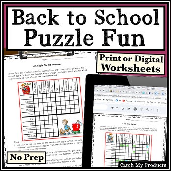 Back to School Logic Puzzles Fun Brain Teaser Worksheets Middle School Kids