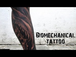 How to shade biomechanical tattoo | timelapse | realtime techniques