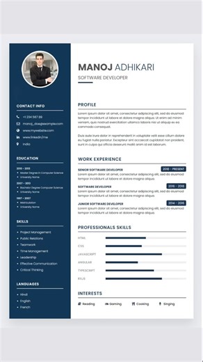 How to create a resume using Html CSS #coding #webdesign #css #resume #webdevelopment | M-SoftTech