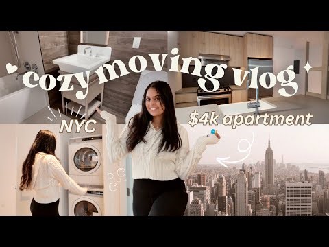 $4,000 NYC Apartment Moving Vlog! ✨🤍🔑 empty apartment tour, *chaotic* moving day, aesthetic setup