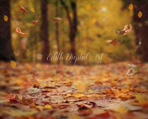 Fall Leaves Digital Background, Autumn Forest Backdrop Photography, Autumn Leaves Landscape Photo Composite, Fine Art Photoshop Overlay. - Etsy
