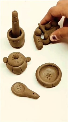 diy miniature mini clay kitchen set.🌱🌹 #kitchenset #clay #creativeclayideas #art #diy #shorts #viral