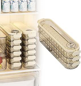 Fridge Storage Boxes with Lids, 2024 New Dumpling Storage Containers with Lids, Stackable Storage Box Refrigerator Organizers and Storage, Food Storage Container for Kitchen Fridge (Clear, 3 Layer)