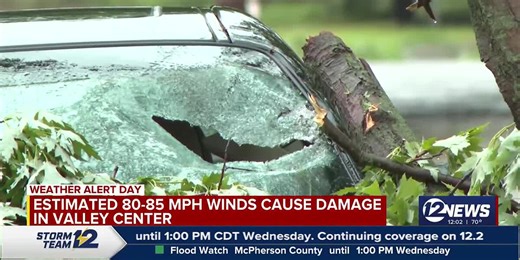 Estimated 80 to 85 mph winds cause damage in Valley Center