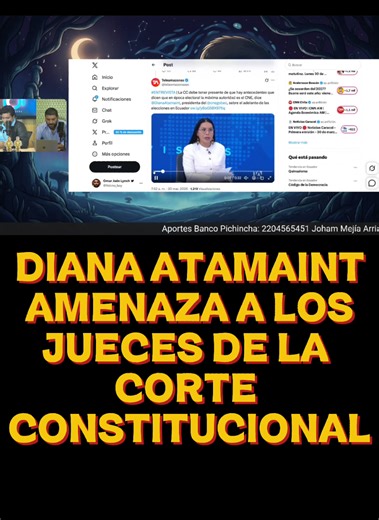 Diana Atmaint amenaza a los jueces si declaran ilegal el adelantamiento de las elecciones. #ecuador #fyp #parati #cne #fraudeelectoral