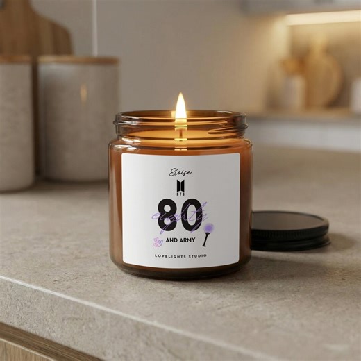 Personalized BTS ARMY 80th Birthday Candle, Custom Kpop Fan Gift, Lightstick Music Candle - Etsy