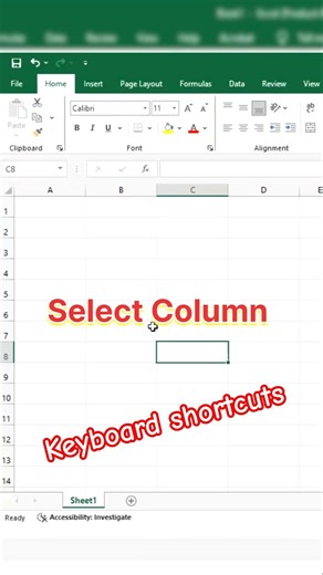 Keyboard shortcuts row and Column select #symbols #keyboard #shortcutkey #excel #shorts