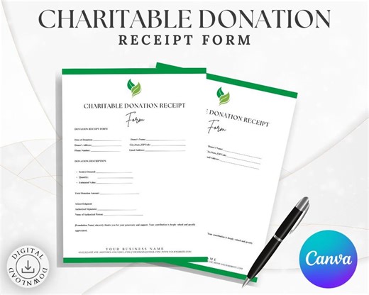 Donation Receipt Template, Editable Charity Form, Nonprofit Tax Deductible Receipt, Instant Download PDF - Etsy