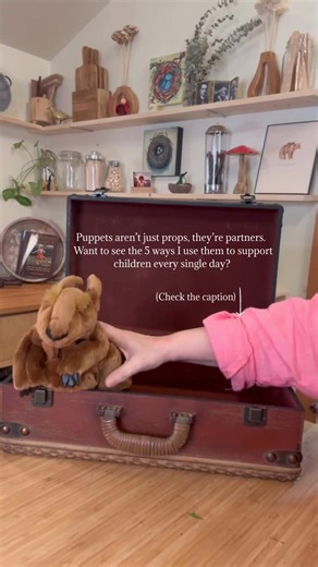 Play-Based Teaching on Instagram: "Puppets are powerful partners in daily routines. When I bring out a puppet, guidance feels less like instruction and more like relationship. Puppets invite children into cooperation through play, not pressure. Here are 5 ways I use them: 1. Greeting children at arrival 2. Talking about safety in a gentle way 3. Lightening transitions like lining up 4. Making clean-up joyful 5. Helping children settle into storytime Simple tools. Big impact. Want me to walk you 