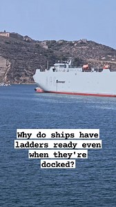 Why do ships have ladders ready even when they're docked ? #ship #Seafarer #SEAMAN #navy | marine photography
