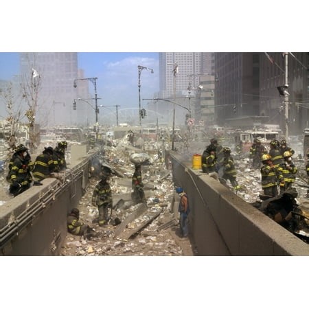 Fireman And Other Rescue Workers On The Northwest Corner Of The World Trade Center Site. The View Is To The North History (36 x 24) - Walmart.ca