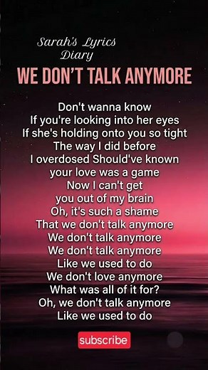 We Don't Talk Anymore -Charlie Puth(ft.Selena Gomez) (lyrics)