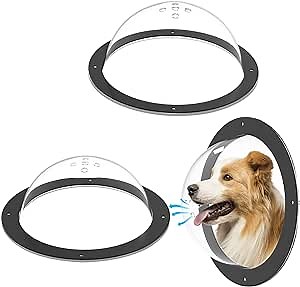 YeWink 2 Pack Dog Fence Window, Clear Pet Dome View with Air Holes, Acrylic Bubble Peek Window Playground Doggie Fence Safe Window, Inside Deep 4.3in and 4.5in