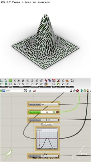Grasshopper - EX 37 - Twist + Map to surface ‪@sinestudio‬ #parametricdesign #grasshopper