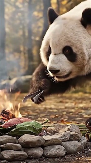 ASMR Panda Eating Roasted Sweet Potatoes 🍠🐼 | Straw Hat Panda Shorts