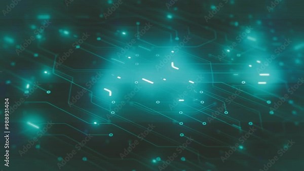 Computer Motherboard Chipset Background/ Animation of an abstract technology background with electronics chipset circuits connected and depth of field blur