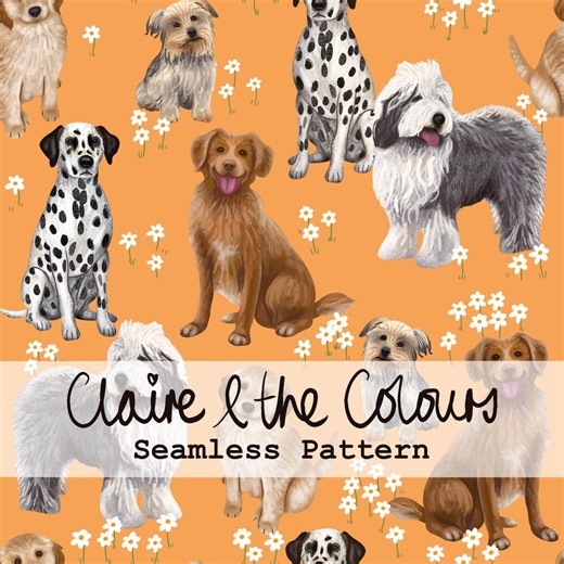 Orange Dogs Seamless Pattern - Etsy