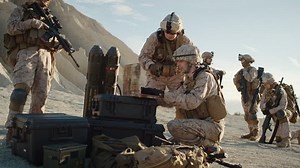 Soldiers are Using Laptop Computer for Surveillance During Military Operation in the Desert. Slow Motion. Shot on RED EPIC Cinema Camera in 4K (UHD).