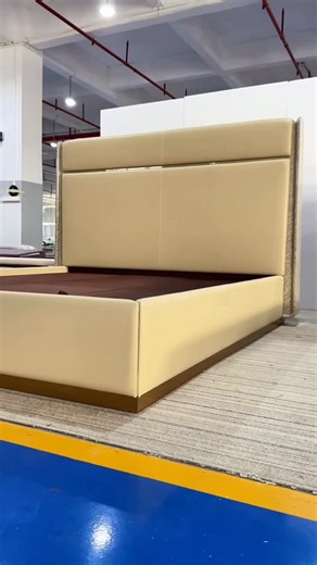 JaLuxury vaton furniture on Instagram: "This bed, made with high-gloss wood veneer, uses genuine leather and precious wood veneer.#bed #bedroom #Design#customization#automotive painting#furniture#furniture factory#trade"