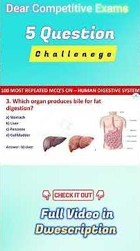 100 mcq on digestive system with answers | digestive system mcqs | digestive system quiz #shortsfeed