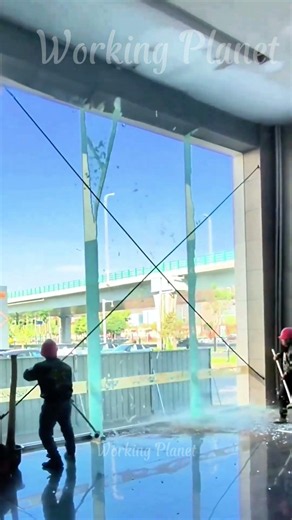 Professional Workers Demolish Massive Glass Walls 🔨