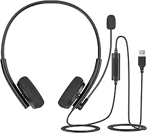 USB Computer Headset with Microphone Noise Cancelling,Inline Volume Control for PC/Laptop/Cell Phone,Business Headset for Skype, Webinar, Cell Phone, Call Center