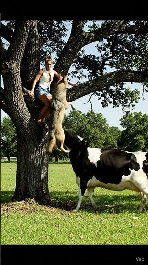 Farm Girl's Cow Protector! #wildanimals #shorts #coyote #cow #farmer