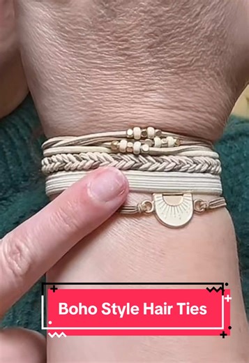 Boho style stackable bracelets that are functional hair ties? Yes please! I could kiss who ever came up with this idea!! They are so cute! #hairties #stackablebracelets #bracelets #hairtiktok #newyearnewme