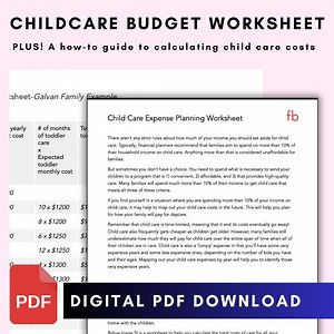 Childcare Budget Worksheet PDF Planning Worksheet Family Expense Printable - Etsy