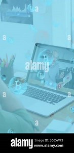 Animation of bitcoins symbols over caucasian man on video call. global business, cryptocurrency, online security and data processing concept digitally generated video Stock Video Footage - Alamy