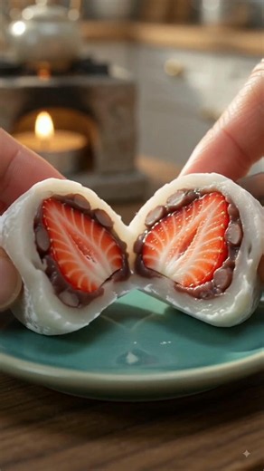 Mini Strawberry Mochi 🍓🍡 | Tiny Japanese Dessert That Melts in Your Mouth! 🤤 #shorts