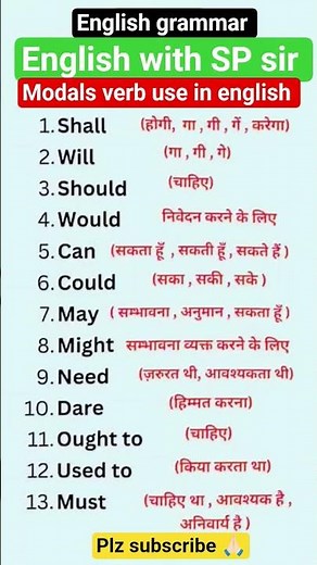 Use of modals verb in english grammar | #englishgrammar