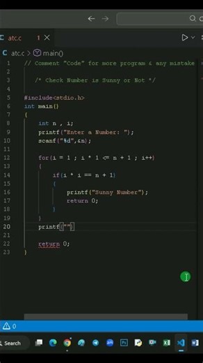 C Program to Check Sunny Number | Amresh TechCode
