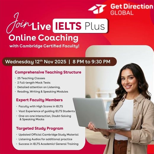 🚀 Live IELTS Plus Online Coaching | Cambridge Certified Faculty | Get Direction Global 🌍