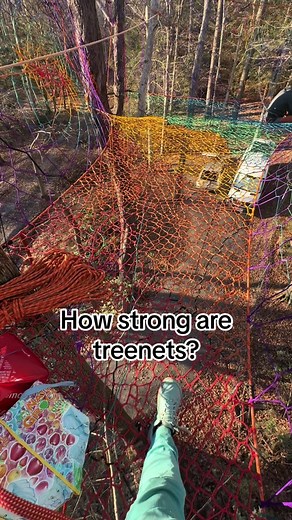 We get this question a lot and we love that you’re curious about the safety of Treenets. Trenets are seriosuly STRONG. Each paracord thread can hold up to 550 lbs, while the perimeter ropes are weighted for a whopping 8,500 lbs! When we weave the paracord together, something magical happens - it becomes even safer! With hundreds of redundant connections and secure knots, your weight is spread across many strands of paracord ensuring plenty of strength and stability. #fyp #treenet #tiktok #handma