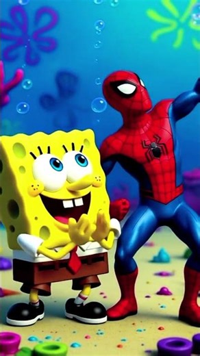 SpongeBob and Spider-Man Funny Dance in Garden 😂🔥