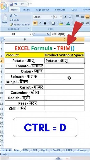 TRIM Function in Excel | Remove Extra Spaces Fast | excel for beginners | excel for fresher