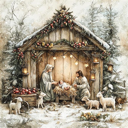 Christmas Nativity Scene Clipart, Baby Jesus, Printable JPG (digital Download) - Etsy UK