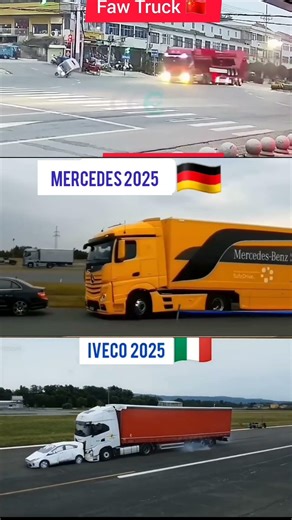 Truck Emergency Braking Test 2025: Mercedes vs. Iveco vs. FAW | AEB & Collision Avoidance #shorts